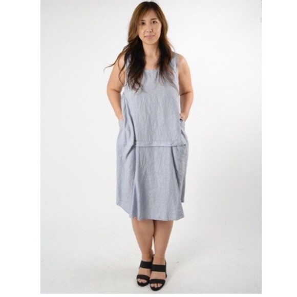 Luna Luz Linen‎ Midi Dress Size Small Sleeveless Lagenlook Black Oversized NEW - Picture 6 of 6